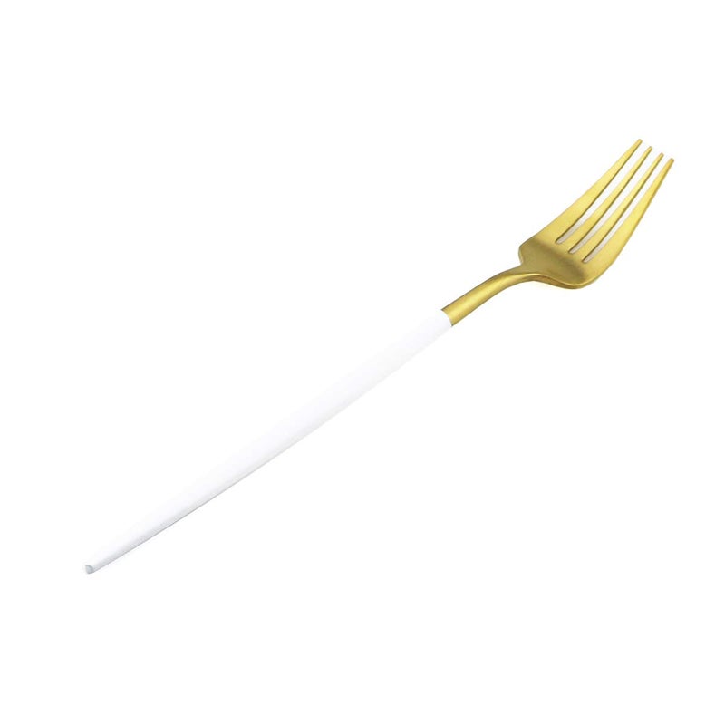 Gugrida White Gold Flatware, Royal 20 Piece Matte White Handle 18/10 Stainless Steel Tableware Sets for 4 Including Forks Spoons Knives, Camping Silverware Travel Utensils Set Cutlery (White Gold) - Image 4